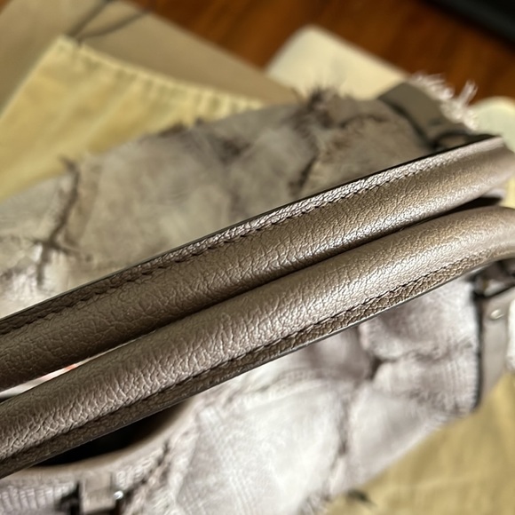 Authentic Burberry Prorsum Garden party raffia bag taupe with plaid pattern rare - Picture 15 of 16